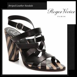 ⭐️HOST PICK⭐️ ROGER VIVIER Striped Leather Block Heel Sandals
